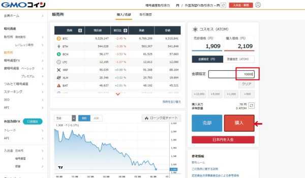 GMOコインでATOMを購入する方法